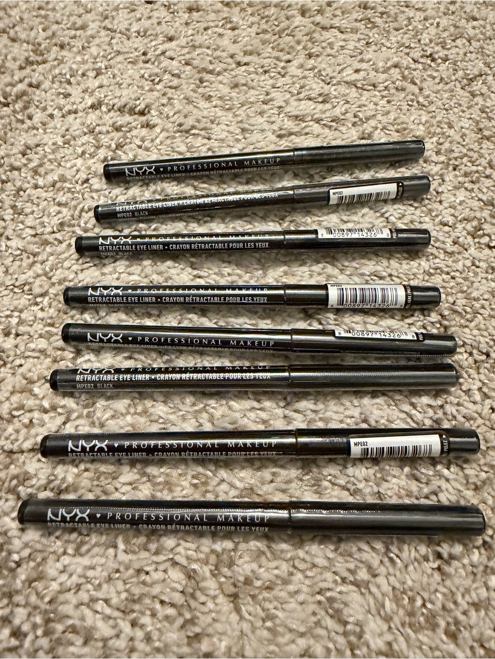NYX Black Retractable Eye Liner (8) NWT